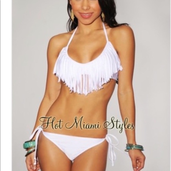 Hot Miami Styles Other - NWT Hot Miami styles white fringe bikini